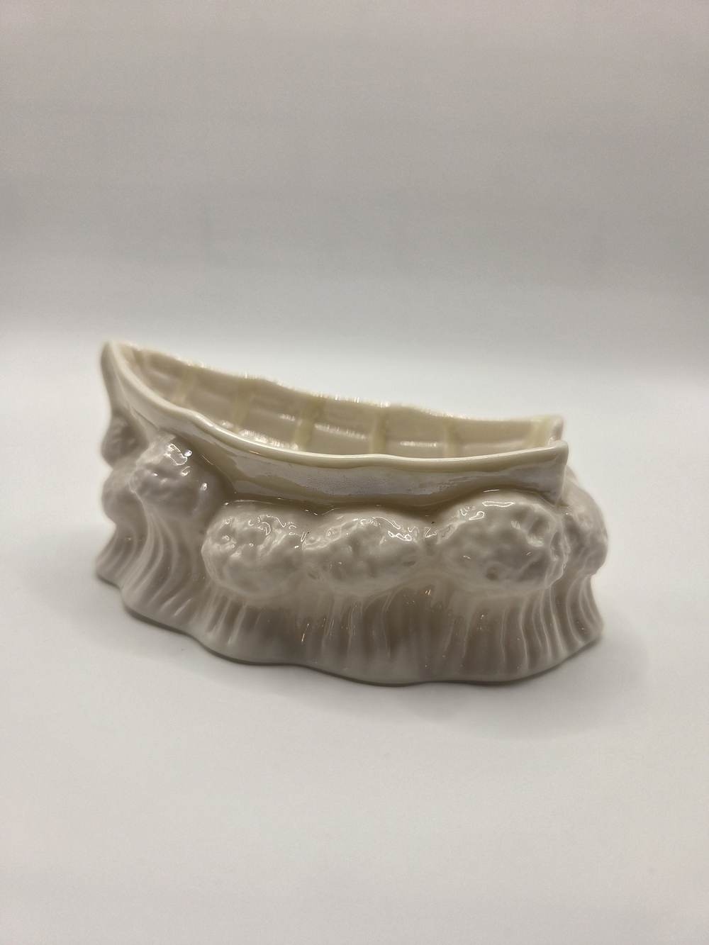 R183. Vintage Belleek Cream Porcelain Salt Cellar